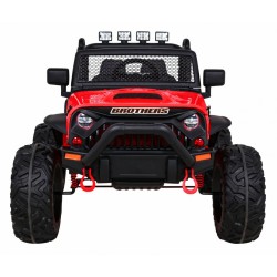 Masinuta electrica BROTHERS, 2 motoare, roti spuma EVA, 2 locuri, Bluetooth, rosu