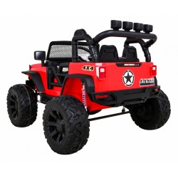 Masinuta electrica BROTHERS, 2 motoare, roti spuma EVA, 2 locuri, Bluetooth, rosu