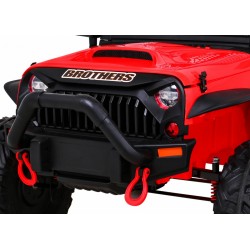 Masinuta electrica BROTHERS, 2 motoare, roti spuma EVA, 2 locuri, Bluetooth, rosu