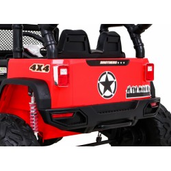 Masinuta electrica BROTHERS, 2 motoare, roti spuma EVA, 2 locuri, Bluetooth, rosu