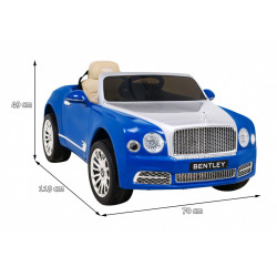 Masinuta electrica Bentley Mulsanne, 2 motoare, roti spuma EVA, albastru