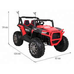 Masinuta electrica Buggy Racer 4x4, 4 motoare, roti spuma EVA, 2 locuri, rosu