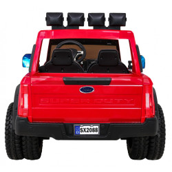 Masinuta electrica Ford Super Duty, 4 motoare, 2 locuri, roti spuma EVA, rosu