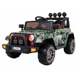 Masinuta electrica Full Time off-road 4WD, roti spuma EVA, 2 locuri, verde Army