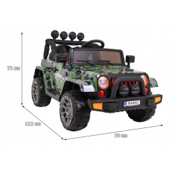 Masinuta electrica Full Time off-road 4WD, roti spuma EVA, 2 locuri, verde Army