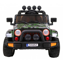 Masinuta electrica Full Time off-road 4WD, roti spuma EVA, 2 locuri, verde Army