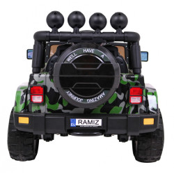 Masinuta electrica Full Time off-road 4WD, roti spuma EVA, 2 locuri, verde Army