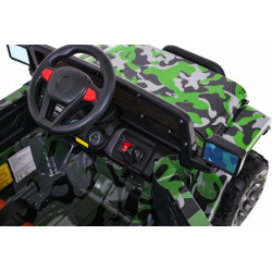 Masinuta electrica Full Time off-road 4WD, roti spuma EVA, 2 locuri, verde Army
