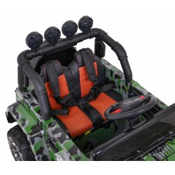 Masinuta electrica Full Time off-road 4WD, roti spuma EVA, 2 locuri, verde Army
