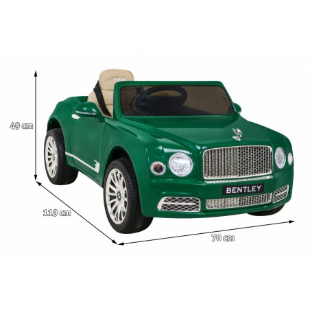 Masinuta electrica Bentley Mulsanne, 2 motoare, roti spuma EVA, verde