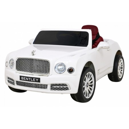 Masinuta electrica Bentley Mulsanne, 2 motoare, roti spuma EVA, alb