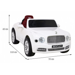 Masinuta electrica Bentley Mulsanne, 2 motoare, roti spuma EVA, alb