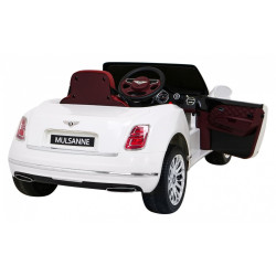Masinuta electrica Bentley Mulsanne, 2 motoare, roti spuma EVA, alb