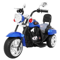 Motocicleta sport Chopper, 6V/4,5Ah, 6V, roti plastic, schimbator, lumina LED, butoane muzica si sunete, capacitate 30 kg