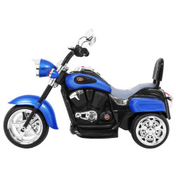Motocicleta sport Chopper, 6V/4,5Ah, 6V, roti plastic, schimbator, lumina LED, butoane muzica si sunete, capacitate 30 kg