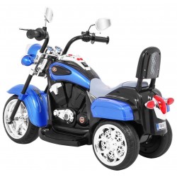 Motocicleta sport Chopper, 6V/4,5Ah, 6V, roti plastic, schimbator, lumina LED, butoane muzica si sunete, capacitate 30 kg