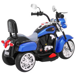 Motocicleta sport Chopper, 6V/4,5Ah, 6V, roti plastic, schimbator, lumina LED, butoane muzica si sunete, capacitate 30 kg