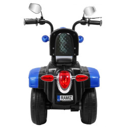 Motocicleta sport Chopper, 6V/4,5Ah, 6V, roti plastic, schimbator, lumina LED, butoane muzica si sunete, capacitate 30 kg
