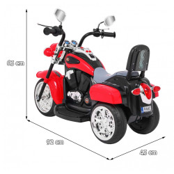 Motocicleta electrica Chopper Rosu, sport, 6V/4,5Ah, 6V, lumina fata LED, buton start, roti plastic, 92 x 34 x 63 cm