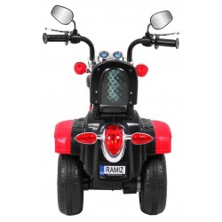 Motocicleta electrica Chopper Rosu, sport, 6V/4,5Ah, 6V, lumina fata LED, buton start, roti plastic, 92 x 34 x 63 cm