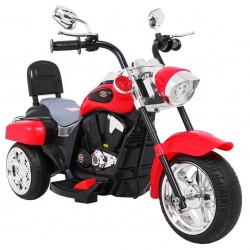 Motocicleta electrica Chopper Rosu, sport, 6V/4,5Ah, 6V, lumina fata LED, buton start, roti plastic, 92 x 34 x 63 cm