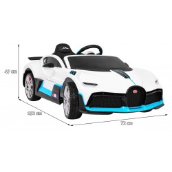Masinuta electrica Bugatti Divo, sport, 12V, roti spuma EVA, lumini LED, melodii, 132x72x47cm