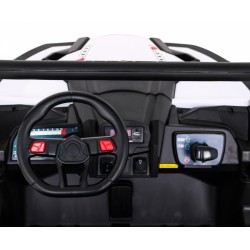 Masinuta electrica buggy 4x4, alb, Bluetooth, roti spuma EVA