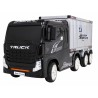 Camion cu semiremorca, 12V, roti spuma EVA, faruri LED, buton STOP, melodii, USB, 175x49x76cm