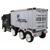 Camion cu semiremorca, 12V, roti spuma EVA, faruri LED, buton STOP, melodii, USB, 175x49x76cm