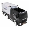 Camion cu semiremorca, 12V, roti spuma EVA, faruri LED, buton STOP, melodii, USB, 175x49x76cm
