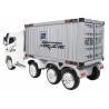 Camion container cu semiremorca, 12V, roti spuma EVA, lumini LED fata, melodii, USB, 175x49x76cm