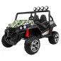 Masinuta electrica Grand Buggy 4x4 LIFT STRONG, 4 motoare, 2 locuri, roti spuma EVA, Bluetooth, Army, negru
