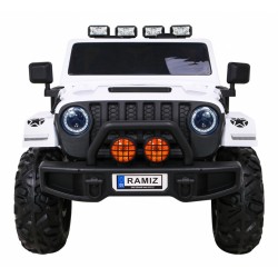 Masinuta electrica GRAVITY Strong, 2 motoare, roti spuma EVA, 2 locuri, alb