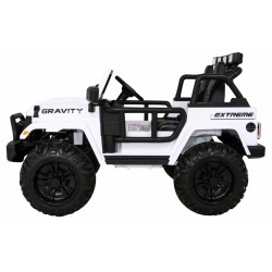Masinuta electrica GRAVITY Strong, 2 motoare, roti spuma EVA, 2 locuri, alb