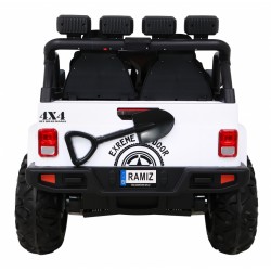 Masinuta electrica GRAVITY Strong, 2 motoare, roti spuma EVA, 2 locuri, alb