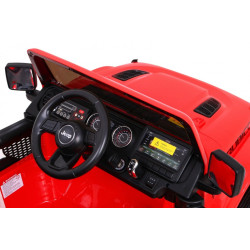 Masinuta electrica Jeep Wrangler Rubicon, off road, 12V, 2 scaune, roti spuma EVA, lumini LED, MP3, 126x70x80cm