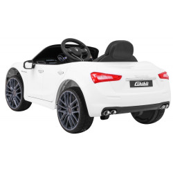 Masinuta electrica Maserati, 2 motoare, roti spuma EVA, alb