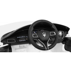 Masinuta electrica Maserati, 2 motoare, roti spuma EVA, alb
