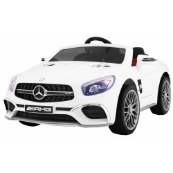 Masinuta electrica Mercedes AMG SL65, 2 motoare, roti spuma EVA, 2 locuri, alb