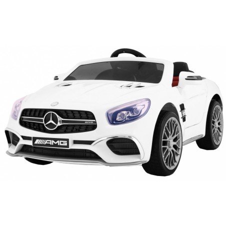 Masinuta electrica Mercedes AMG SL65, 2 motoare, roti spuma EVA, 2 locuri, alb