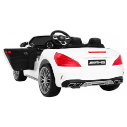 Masinuta electrica Mercedes AMG SL65, 2 motoare, roti spuma EVA, 2 locuri, alb