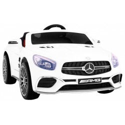 Masinuta electrica Mercedes AMG SL65, 2 motoare, roti spuma EVA, 2 locuri, alb
