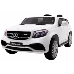 Masinuta electrica Mercedes AMG GLS63, 4 motoare, 2 locuri, roti spuma EVA, alb