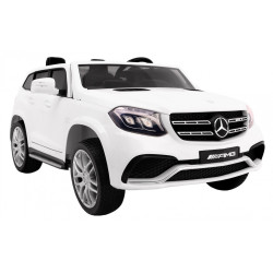 Masinuta electrica Mercedes AMG GLS63, 4 motoare, 2 locuri, roti spuma EVA, alb