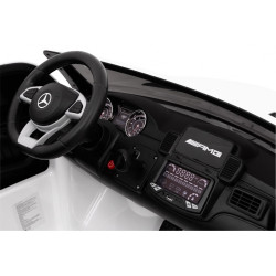 Masinuta electrica Mercedes AMG GLS63, 4 motoare, 2 locuri, roti spuma EVA, alb