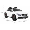 Masinuta electrica Mercedes Benz C63 AMG, 2 motoare, roti spuma EVA, alb