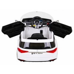 Masinuta electrica Mercedes BENZ M-Class, 4 motoare, roti spuma EVA, alb