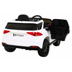 Masinuta electrica Mercedes BENZ M-Class, 4 motoare, roti spuma EVA, alb