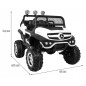 Masinuta electrica Mercedes BENZ UNIMOG, 12V, 3 viteze, roti spuma EVA, faruri LED, MP3, SD, centura de siguranta, 102x65x84cm