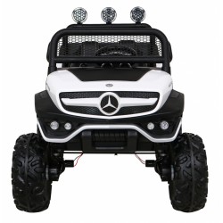 Masinuta electrica Mercedes BENZ UNIMOG, 12V, 3 viteze, roti spuma EVA, faruri LED, MP3, SD, centura de siguranta, 102x65x84cm
